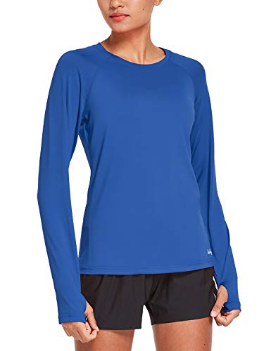 BALEAF Women s Long Sleeve Shirts Upf50 with Thumbhole Shirt Lightweight Quick Dry Hiking Fishing Blue Size M