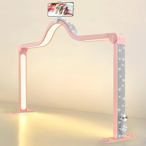 Kalolary 32" Foldable Half Moon Light for Nail Desk with Phone Holder