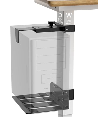 PC-Halterung unter dem Schreibtisch, ohne Bohren, 18 kg Kapazität, CPU-Halterung unter dem Schreibtisch, verstellbare Höhe und Breite, Klemm-Schreibtischbein, PC-Halterung für Stehtische (passend für