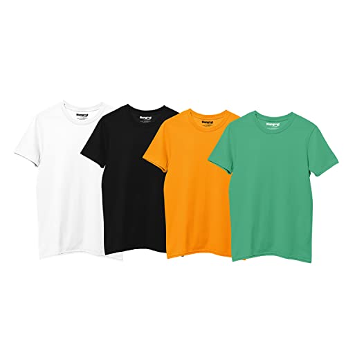 Image of Hangout Hub HH87 Tshirt for Boy's | Regular Fit | Super Combed Cotton Kids T-Shirt | Solid Plain Tees | Round Neck T Shirt | Half Sleeves |Pack of 2 | 3 | 4 | 5 |6