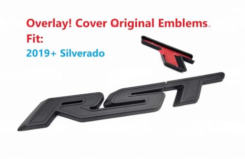 Image of 1Pc RST Tailgate Emblem Letter Badge Inserts Sticker Replacement for 2019 2020 2021 Silverado 1500 Tahoe Yukon SUV 4x4 (Overlay Matte Black)