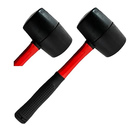 Unibos | Heavy Duty Rubber Mallet - Ideal 8oz. Solid Rubber Mallet for Slabs, Bricklaying, Tent Pegs etc | DIY Tools | Fiberglass Handle