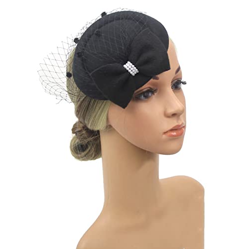 Cappello vintage da donna con fiocco velo con clip...