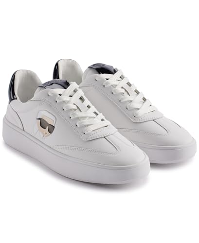 Karl Lagerfeld Paris Women's Sumava Everyday Karl Head Lace Up Sneaker, Bright White/Black, 8