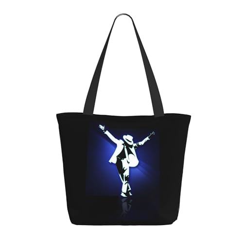 Reginascaks Michael King Jackson Canvas-Tragetasche für Damen, Rock-Stil, große Kapazität, Einkaufstasche, Rock-Sänger-inspiriertes Design, multifunktionale Tasche für den täglichen Einkauf, Reisen,