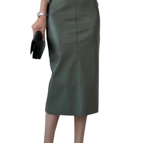 Jupe haute taille mince en cuir synthétique au design épuré et finitions premium
