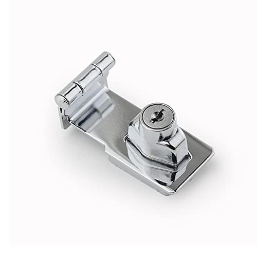 Image of 90 Degrees Keyed Door Lock Hasp Latch,Twist Knob Keyed Locking Hasp,3 Inch Zinc AlloyTwist Knob Keyed Lock Hasp for Small Doors,Cabinets, Desks (Silver)