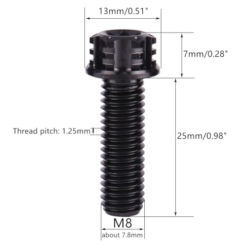 Image of 4Pcs Titanium Bolt Flange Torx Head M8 M10 x 20 25 30mm Screw Bolt for Motorcycle Car Modifications (Black, M8x25mm)
