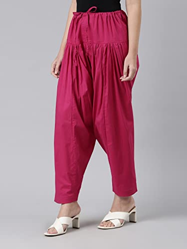 Image of GO COLORS Soft Cotton Salwar for Women | Relaxed Fit, Mid Rise, Ankle Length, Drawstrings