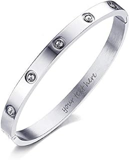 VNOX Women's Bangle Stainless Steel CZ Crystal Band Birthday Gifts 6mm Cuff Bangle Bracelet for Woman Girls