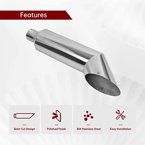 Fgjqefg 4 Inch Inlet 8 Inch Outlet Polished Stainless Steel Miter Angle Cut Diesel Smoker Exhaust Stack Tip Diesel Exhaust Tip(Stack Smokers 4" Id Inlet 36" Long) #TOP4