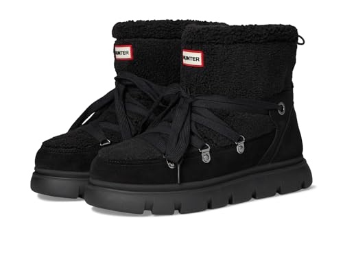 Hunter Womens Moriah Black Faux Fur Suede 7 Medium