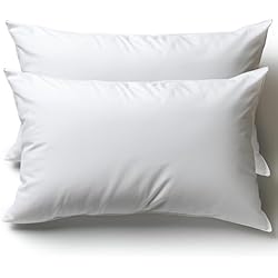 Almohadas para Cama 40x60 2 Unidades Relleno Cojin Hipoalergénico Antiácaros y Suave Rectangular para Hogar con Funda Exterior de Almohada Respirable en Cotton y Polyest. Blanco Extraíble y Lavable