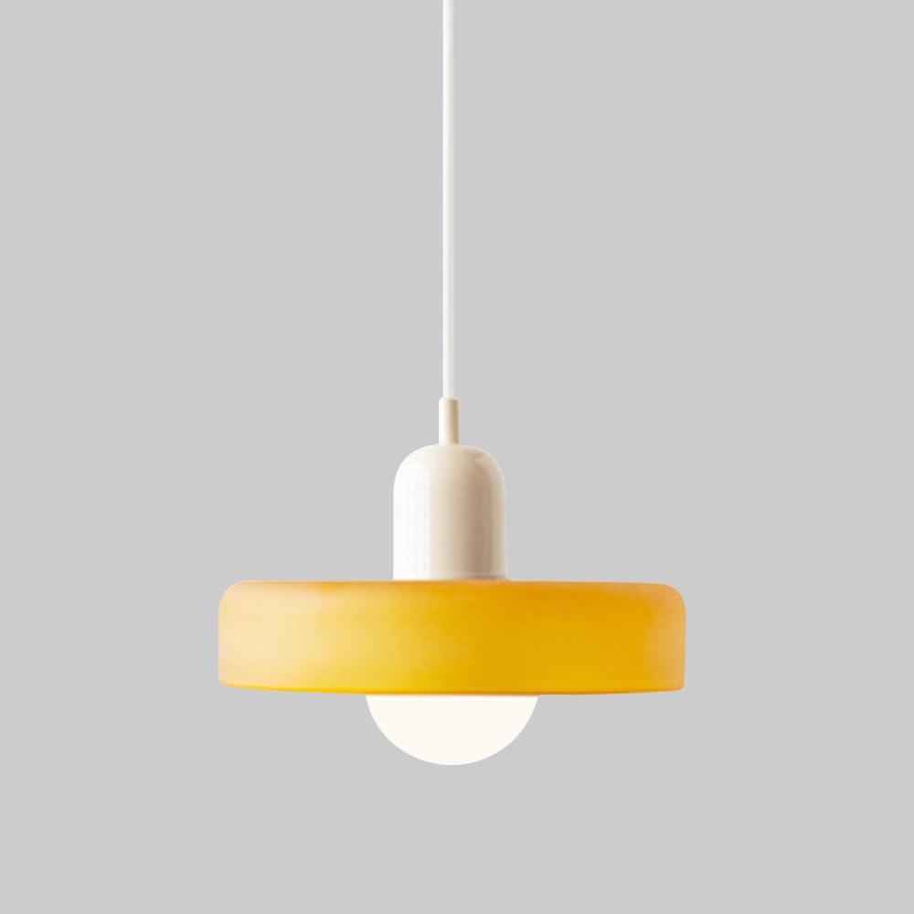 Klobvtt Glass Pendant Light Shade Round Hanging Lamp Nordic Macaron Ceiling Lighting Single Head Dining Table Lamp Fixture E27 Pendant Ceiling Lights for Kitchen Island Cafe Bar Dia-25cm