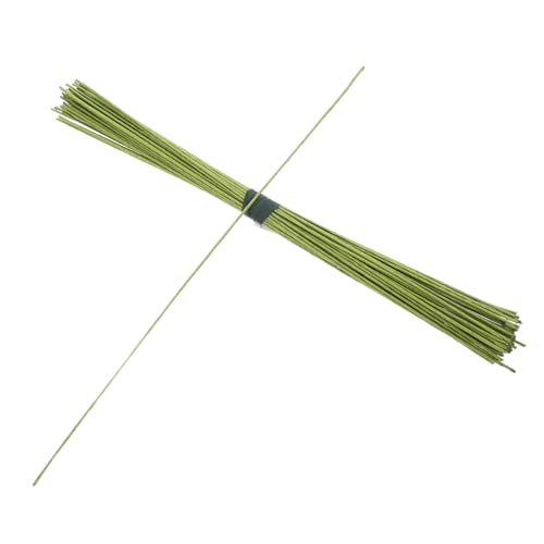 Hohopeti Rtificial Floral Wire Stems 200pcs Green Paper Wrapped Iron Wire for DIY Flower Arrangements