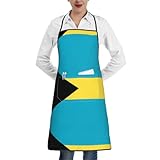 WZYCWB Delantal de cocina unisex con la bandera de las Bahamas, para tareas domésticas, supermercado, hotel, barbacoa, 28.3 x 20.4 pulgadas, color blanco, talla única, Blanco, talla �nica