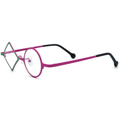 Image of FONEX Colorful Titanium Glasses Frame Men Left Round Right Square Optical Eyeglasses Women F85747
