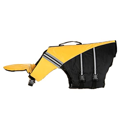 HOLIDYOYO Dog Stripe Float Flotation Puppy Water Vest Shape Dog Small Doggy Breed Pet Life Small Size Safety Lifesaver Reflective Vest Rescue Beach Reflective Swimming Pet Yellow