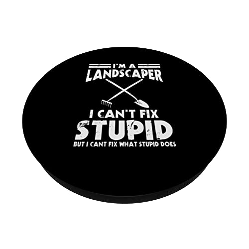 Funny Landscaper Saying Garden Shovel And Rake Gardener PopSockets Swappable PopGrip, Black - Image 2