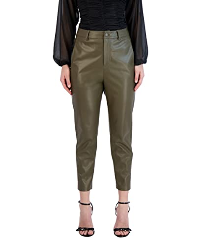 BCBGeneration Women's Faux Leather Pant Straight Leg Belt Loop Pocket Trouser
