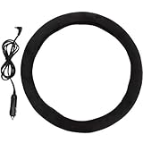 Heated Steering Wheel Cover Wireless, Steering Wheel Cover Heated, Breathable Anti-Slip for Standard-Size Car Steering Wheels, Warm in Winter Universal Fit Outer for Cars