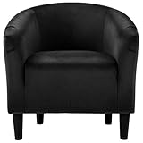 Topeakmart Velvet Accent Chair, Modern Club Chair Upholstered Armchair with Solid Legs Comfy Sofa Chair for Living Room/Bedroom/Waiting Room, Black