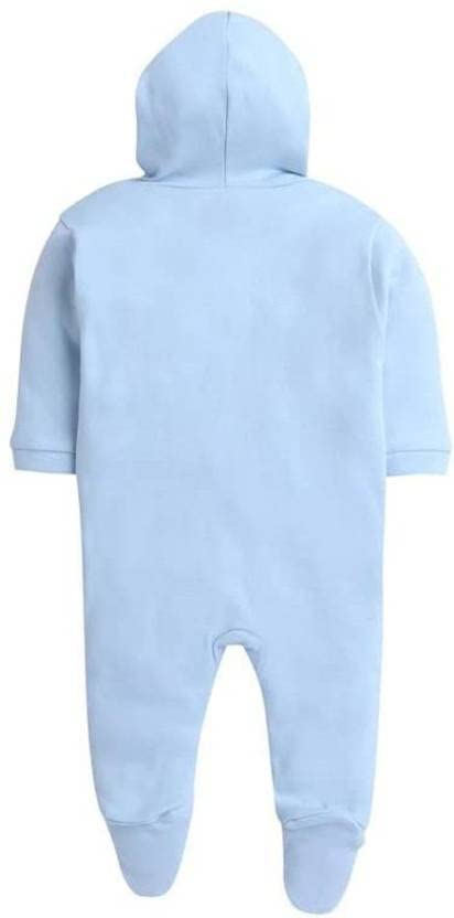 Image of Pooja Baby Front Open Full Sleeves Sleepsuit Hooded with Foot Easy Dressing and Diapering Romper Set of 2