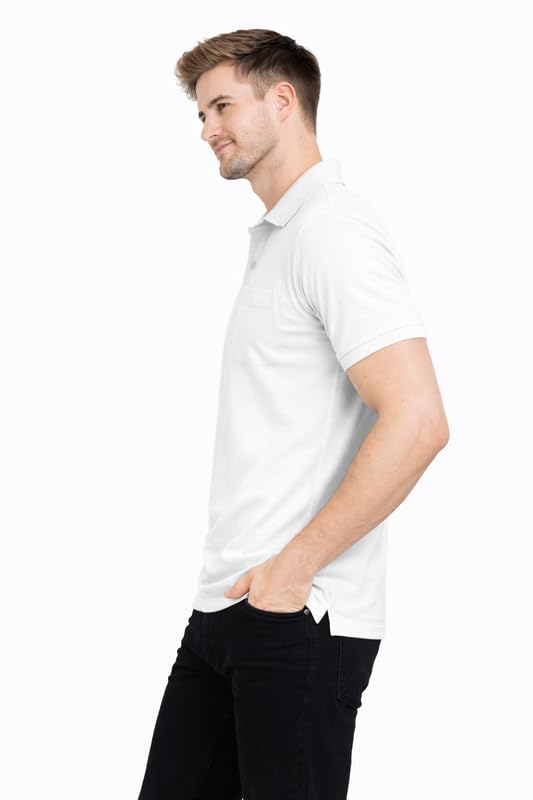 Image of SMAN Polo Neck T-Shirt Pack of 3 for Men & Boys | Half Sleeve Collar Tee with Pocket | Premium Spun Matty Fabric | Casual & Office Wear | Sizes M to 2XL | FX PO3 MCR LMN WHT
