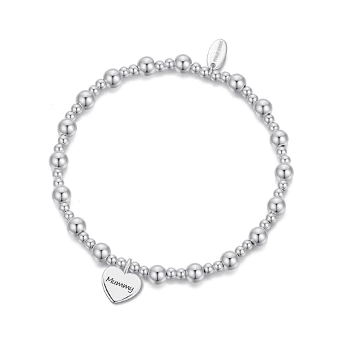 Philip Jones Mummy Heart Charm Beaded Stretch Bracelet