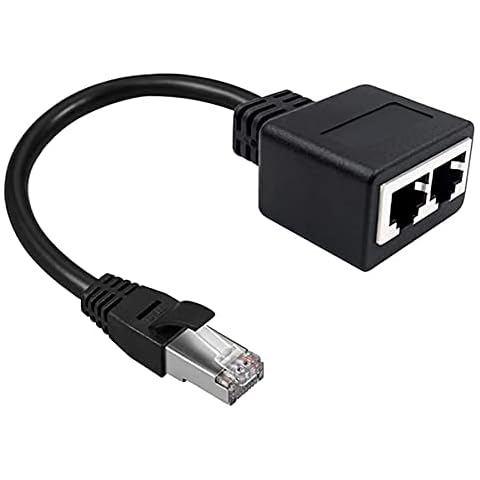 VidFair RJ45 Ethernet Cable Splitter Network Adapter, RJ45 1 Male to 2 Female LAN Ethernet Splitter Adapter Cable Suitable Super Cat5, Cat5e, Cat6, Cat7 LAN Ethernet Socket Connector Adapter Cover