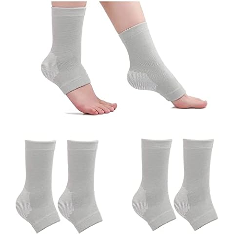 MUGUOY 2 Pairs Bamboo Compression Socks,Bamboo Anti Fatigue Socks,Soothe Socks for Neuropathy Pain Relief At Bedtime,Plantar Fasciitis Arch Support Socks for Women and Men., Grey, One Size Cover