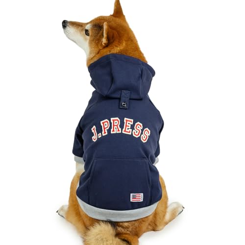 ペットパラダイス 犬 服 冬 J.PRESS ロゴ 裏起毛 パーカー ブランド カジュアル おしゃれ かっこいい ネイビー 中型犬 【参考 SM 柴犬 ビーグル (〜13kg) ペットパラダイス国内直営店72店舗展開2025/10/1時点】