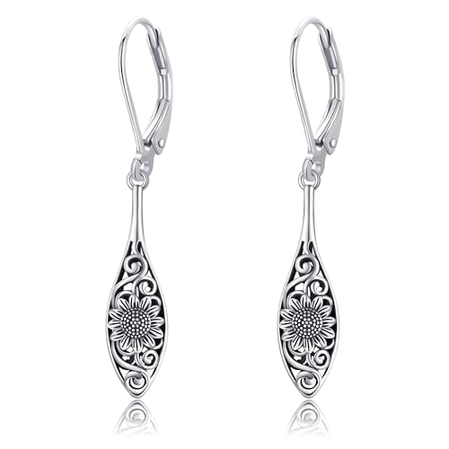 Boucles d'oreilles tournesol en argent 925 vintage pour femme