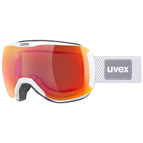 uvex downhill 2100 CV planet - Skibrille für Damen und Herren - aus nachhaltigen Materialien - konstraststeigernd - white/scarlet-green - one size