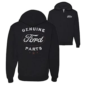 Wild Bobby Vintage Distressed Genuine Ford Parts Cars and Trucks Front and Back Zip Up Hoodie Sweatshirt