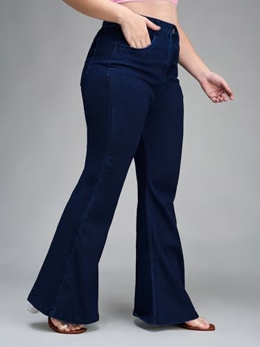 Image of Miss Chase A+ Women's Wide-Leg High Rise Regular-Length Stretchable Denim Jeans
