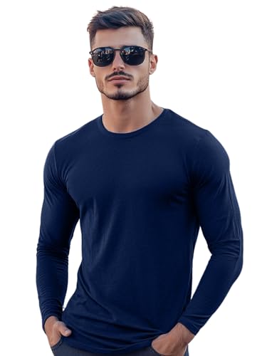 Image of Veirdo Pure Cotton Round Neck Regular Fit Solid Full Sleeve T-Shirt for Men & Boys (Available in Black, Cork, Green, Maroon, Navy, Swanwhite & White Color)
