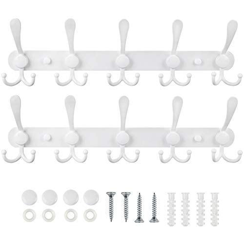 Whitgo Wall Mounted Coat Rack, 2 Packs 15 Hooks Stainless Steel Coat Hook Rail For Coat Hat Towel Purse Robes Entryway Bathroom Closet Room #TOP3