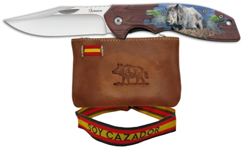 Planta Color Pack Cazadores – Navaja + Monedero Artesanal de Piel + Pulsera Bordada | Diseño Exclusivo | Regalo Ideal para Coleccionistas y Amantes de la Caza (Jabalí)