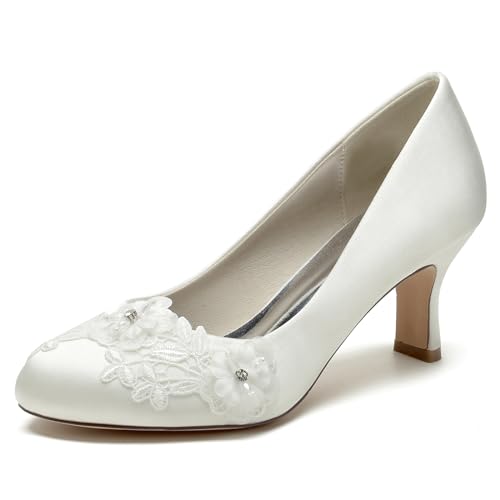 Chaussures de mariage à talons chaton fgrid et bout fermé pour mariée