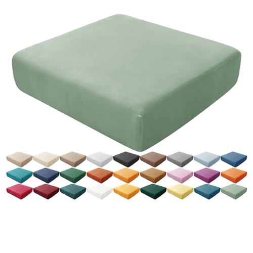 HonunGron Sofa Seat Cushion Covers, Stretch Velvet Sofa Cushion Slipcovers with Elastic Bands Replacement for Individual Cushion Furniture Protector Sofa Seat Cover For Chair (Avocado Green)