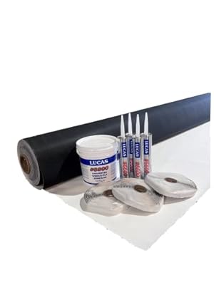 PVC RV Rubber Roof Kit 45 mil | 9'6'' Wide x 10'-40' Long RV (Camper) Roof Repair (25'), White (RVK45PVCW95)