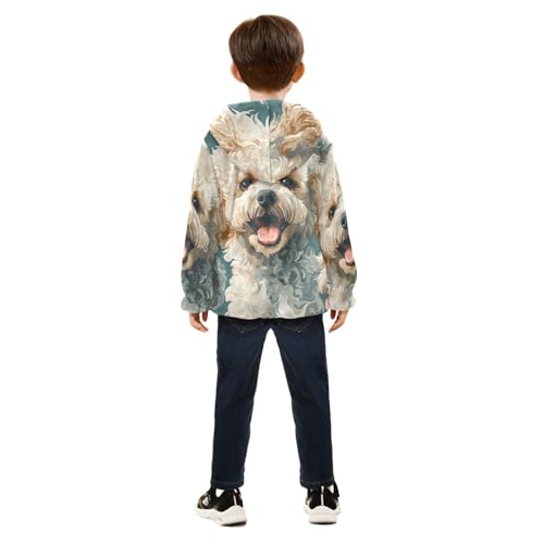 Cute Poodle Girls Fleece Jacket Girls Fall Jacket Girls Zip Up Hoodie Girls Sherpa Jacket 2-10T4