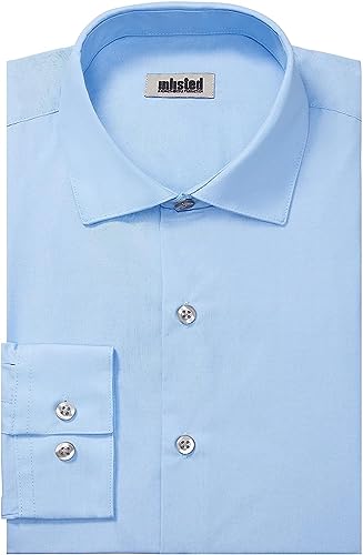 Image of Kenneth Cole REACTION Unlisted Men's Slim Fit Solid Cotton Spread Collar Full Sleeves Formal Dress Shirt