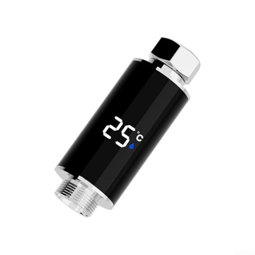 Bebykilemi Cabezal de ducha LED con pantalla de temperatura con termómetro de agua real, generación de energía hidroeléctrica, indicador de seguridad de 3 colores para baño de bebé, estándar G1/2