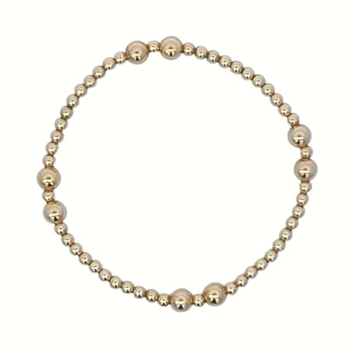 Anela 14kt Gold Filled Tarnish-Free Stretch Bracelet for Women - Elegant 3mm & 5mm Beaded Design - Great Gift Idea for Woman2