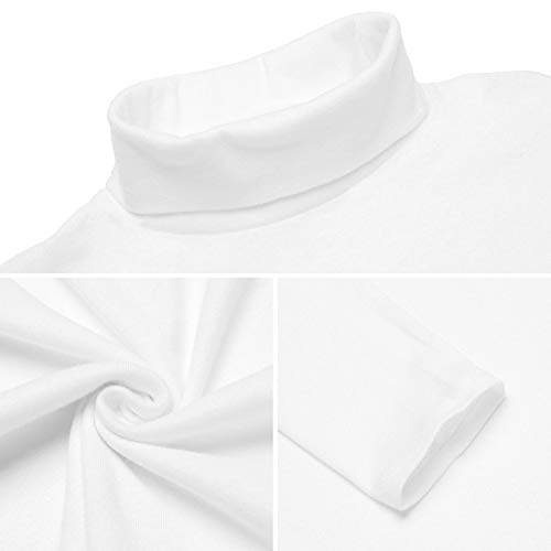 Men Slim Fit Lightweight Long Sleeve Pullover Top Turtleneck T-Shirt(White,M) #TOP1