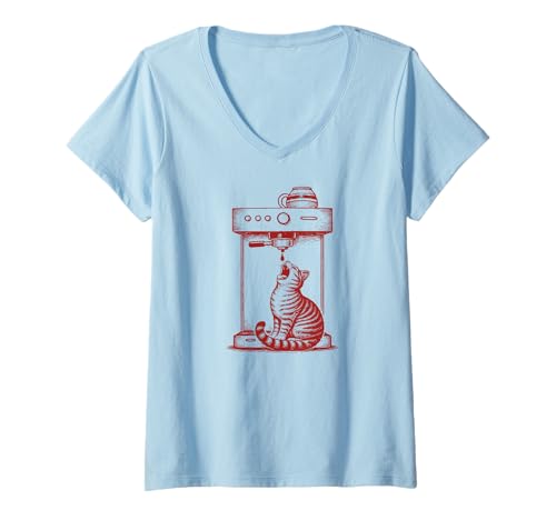 Women's Coffee Cat, Espresso-Machine -, Funny Meme Cats V-Ne
