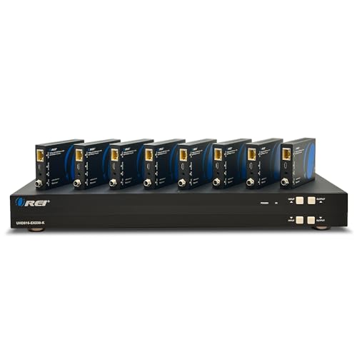 Image of OREI 4K 8x8 HDMI Extender Matrix - UltraHD 4K @ 60Hz 4:4:4 Over Single CAT5e /6 /7 Cable with HDR Switcher & IR Control, RS-232 - Up to 230 Ft - 8 x Loop Out - 8 Receivers Included