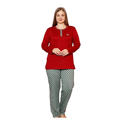 Alimer Pyjama pour femme - Grandes tailles - Pyjama long - Plus taille - Pyjama, Bordeaux (2634), 3XL Cover